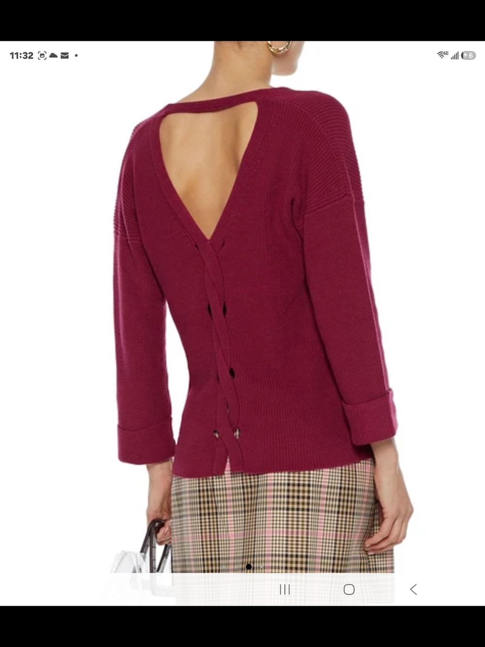 AUTUMN CASHMERE WOMEN Cutout Ribbed Cotton PLUM Sweater Sizes L NWT